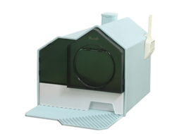Caixa de Areia para Gatos, Design de Cabana, Tapete Peneirador, Pá, Bandeja Removível, Verde