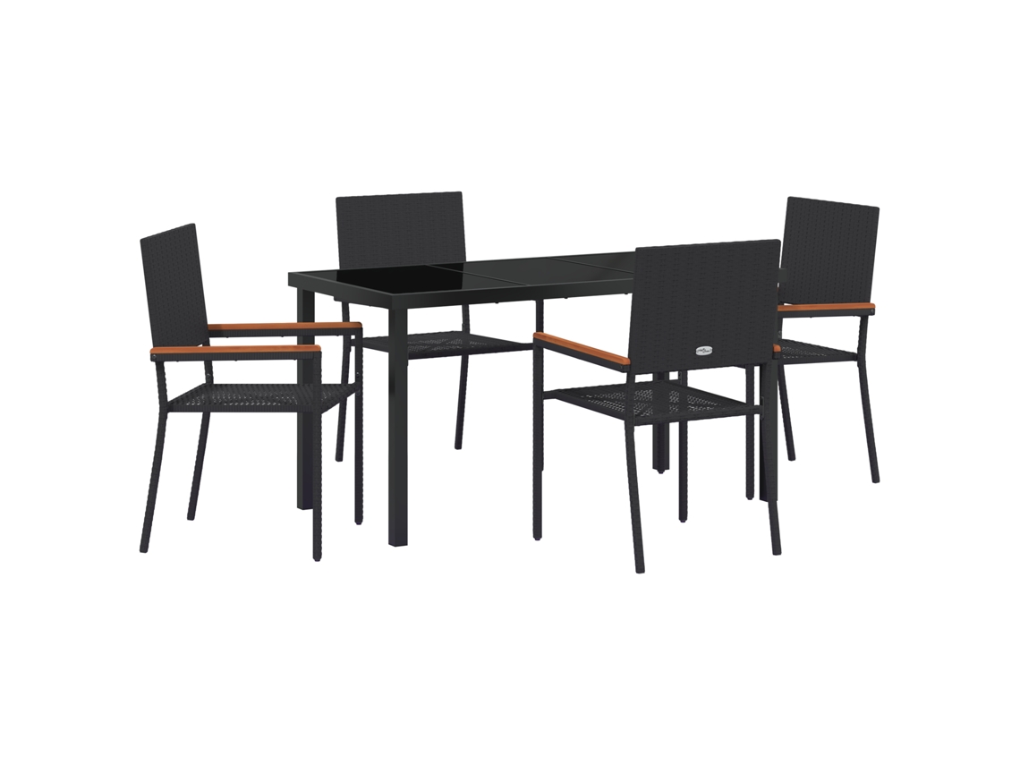 Conjunto 5 De Jantar De Jardim De Vidaxl Preto Vime Pe