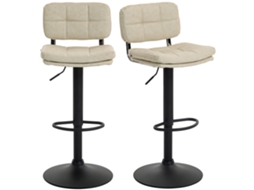 Conjunto de 2 Banquetas de Bar Vintage Estofadas Giratórias, Ajustáveis com Apoio para os Pés Revestimento Sintético Creme PONTOCASA