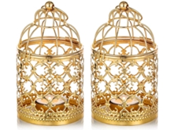 2 Pequenos Suportes de Metal para Velas Penduradas em Formato de Gaiola para Pássaros, G BRILVIBERA