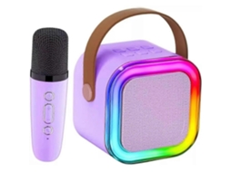 Mini Máquina De Karaokê, Mini Máquina De Karaokê Com 1/2 Microfones Sem Fio Yjd Roxo Aquaforge