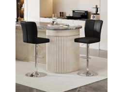 Conjunto de 2 Cadeiras Pretas em Couro PU, Estrutura Dourada, Moderno, para Sala de Jantar SUNJOY