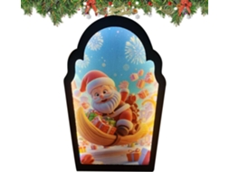 Espelho Decorativo Led Com Design Holográfico Do Papai Noel |