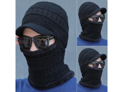 Cachecol, gorro e máscara de esqui masculinos de lã tricotada, tamanho único, modelo 2026.