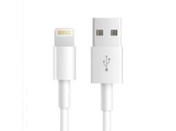 Cabo USB-A para Lightning, corrente de 2.4A, branco, 1 metro