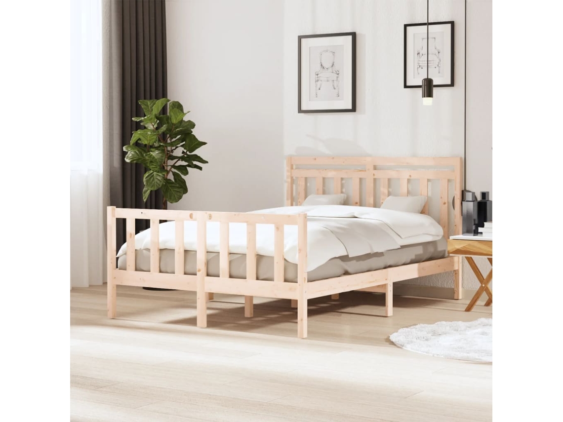Vidaxl Estrutura De Cama 140x200 Cm Madeira Maciça