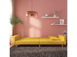 Sofá cama 2 Lugares com Duas Almofadas Tecido Amarelo SYFAX