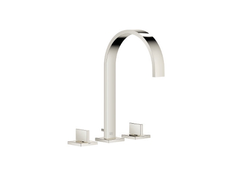 Torneira de Lavatório de Três Furos Mem Da DORNBRACHT com Rosas Simples com Descarga Emergente Projeção de 200 Mm 20715782 Cor: Platina