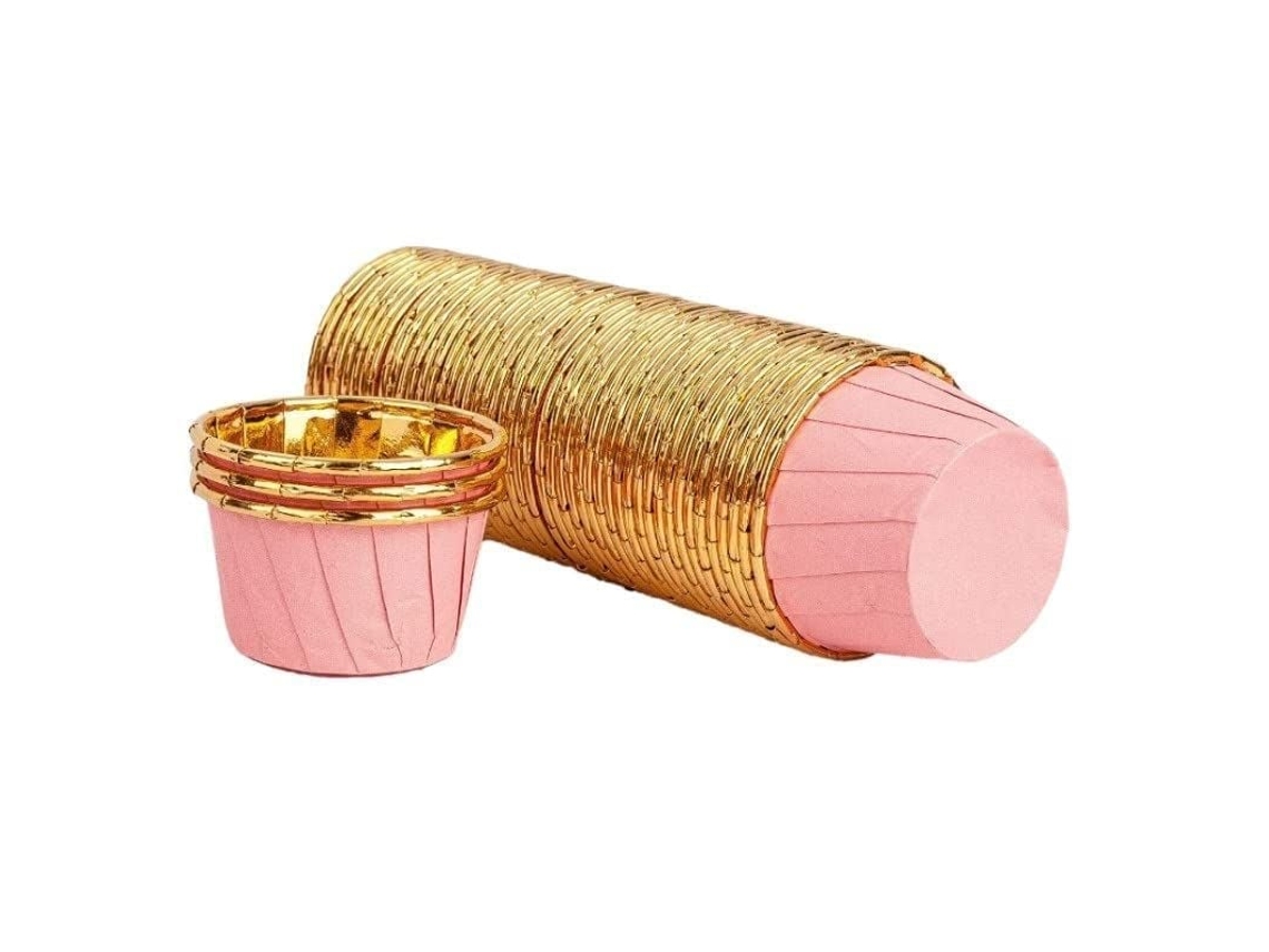 2026 molde para Cupcakes de Papel Dourado Rosa, 50 Unidades, Resistentes Ao Calor e À Gordura, Ideal para Festas e Lar