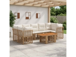 Vidaxl Conjunto De Sofá De Jardim 8 Unid. Natural E Branco Creme