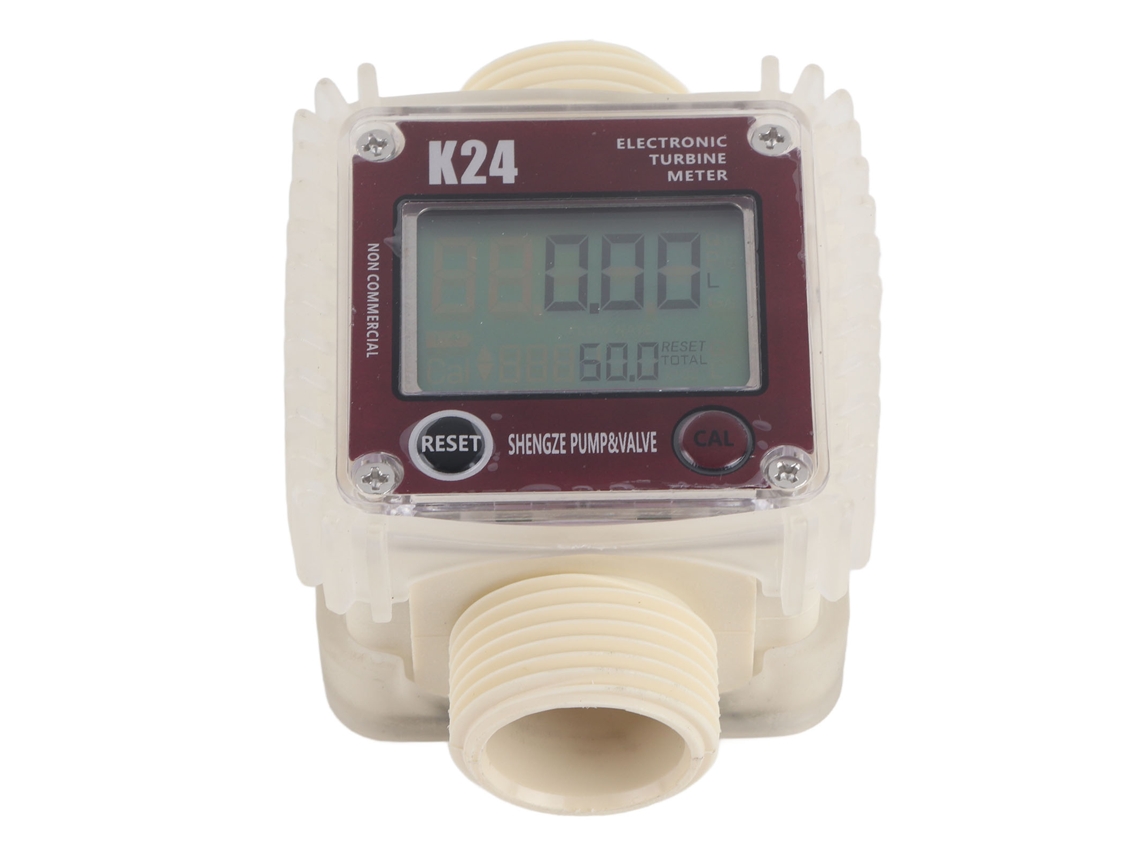 Medidor de vazão digital tipo turbina K24 (1 unidade) para diesel, produtos químicos, líquidos e água.