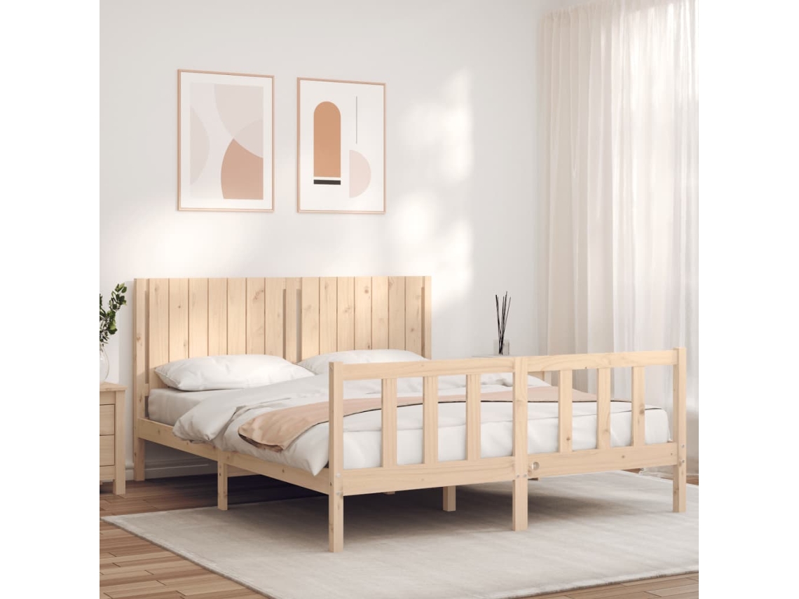 Vidaxl Cama Sem Colchão 160x200 Cm Madeira De Pinho Maciça