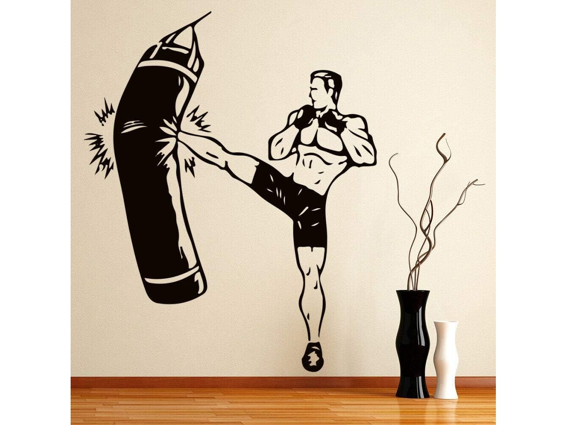 Adesivos de parede esportivos para academia de luta livre, adesivos de parede grandes em vinil para decoração de quarto masculino, sala de estar e casa, 42x51 cm.