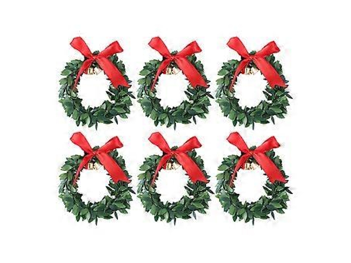 Conjunto De 6 Guirlandas De Natal Para Pendurar Na Árvore, Com Laço E Sino.-aquaforge