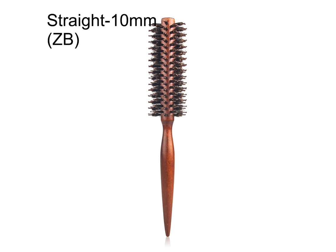 (estilo B10mm) Pente Redondo Com Cabo De Madeira, Padrão Diagonal Para Cabelos Lisos, Pente Redondo Para Cachos Com Cerdas De Javali