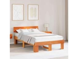 Vidaxl Estrutura Da Cama Com Cabeceira Marrom Cera 120 X 190 Cm