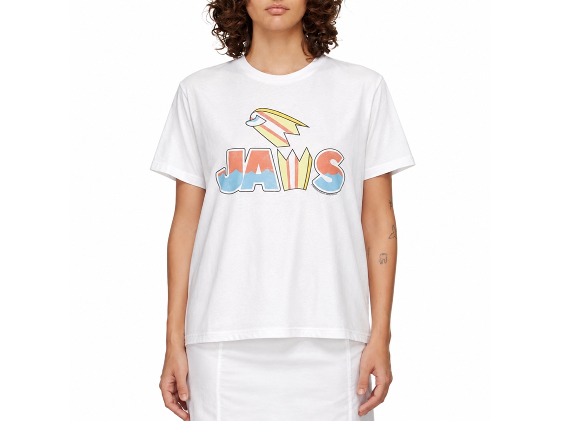Rockinstone Jaws Movie Broken Surfboard White Adult T-shirt Size:l