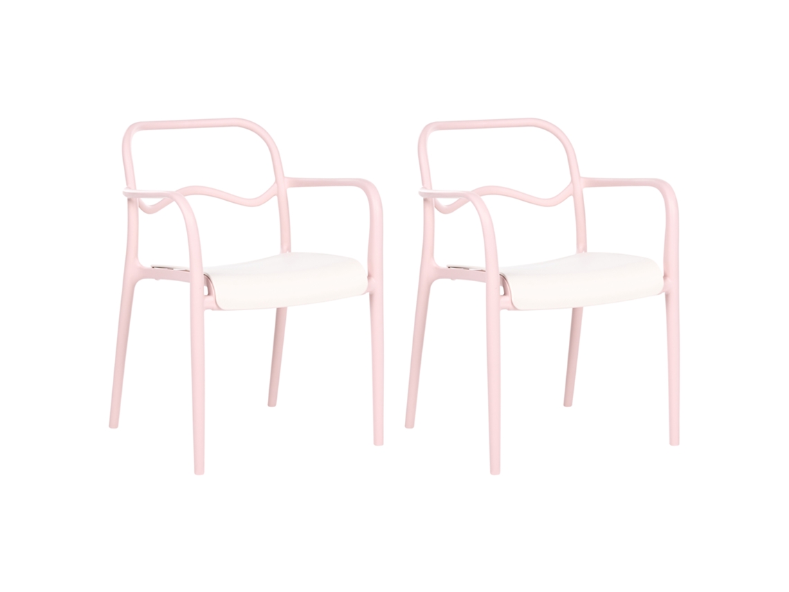 Juego De Sillas De Exterior Beliani Thasos De Polipropileno Rosa 57x57x80