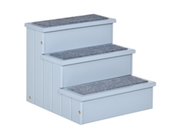 Escada 3 Degraus com Carpete e Armazenamento Cinza 41x45x38cm