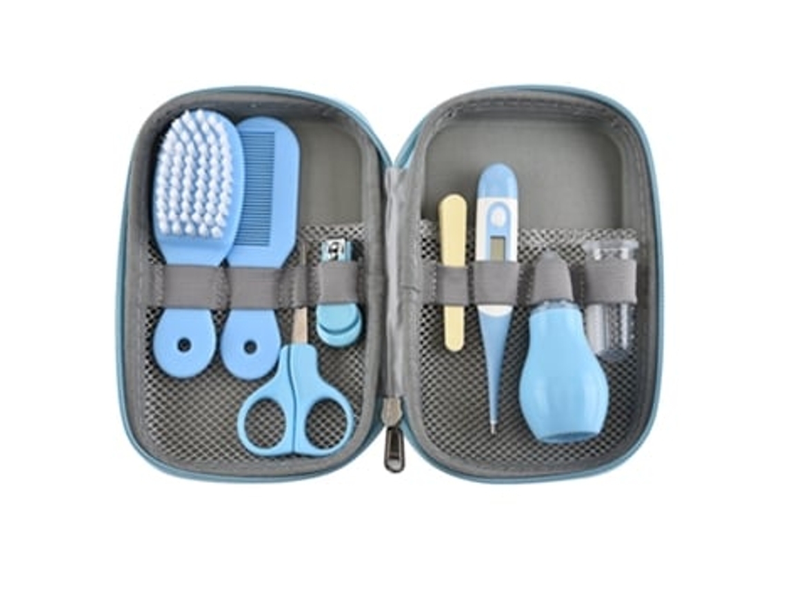 Kit De Cuidados Para Bebés Em Eva, Conjunto De 8 Peças, Azul (inclui Aspirador Nasal E Corta-unhas)