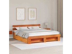 Vidaxl Estrutura Da Cama Com Gaveta Marrom Cera 200 X 200 Cm