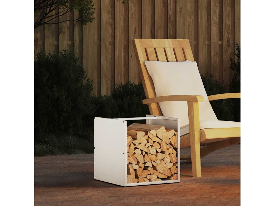 Vidaxl Suporte Para Lenha 40x40x40 Cm Aço Laminado A Frio Branco