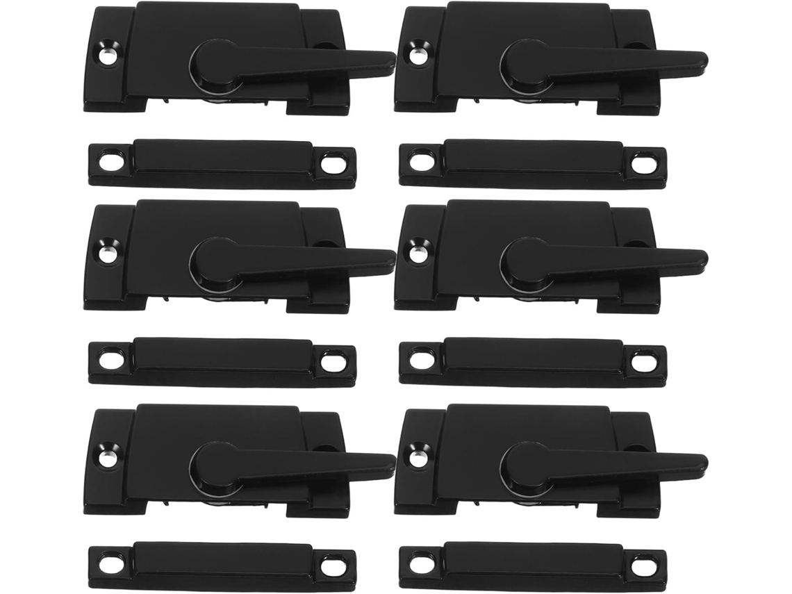 Toddmomy Conjunto De 6-travas Pretas Para Janelas Correr, Com Fecho Deslizante E Trava De Segurança Ação Came Para
