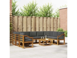 Vidaxl Conjunto De Sofás Para Exterior 10 Unid. Natural E Antracite