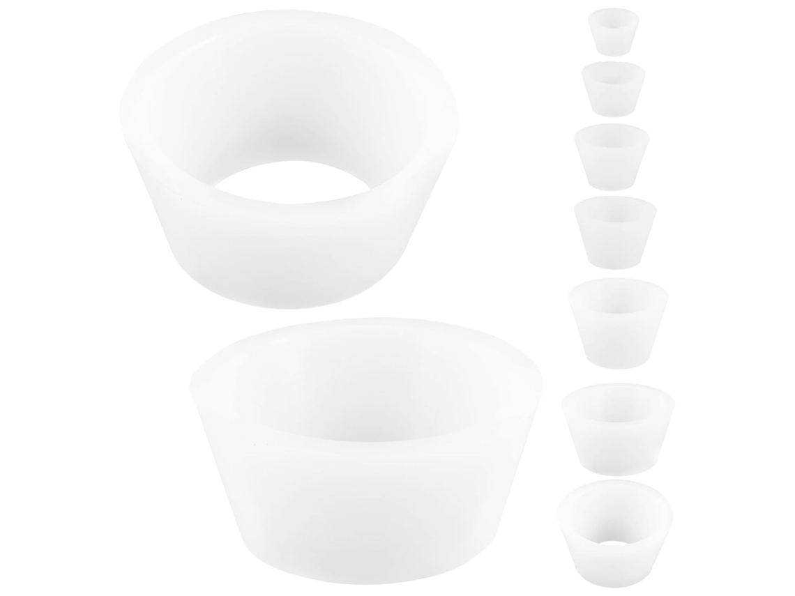 Kit Com 9 Adaptadores De Silicone Branco Para Funis De Laboratório.