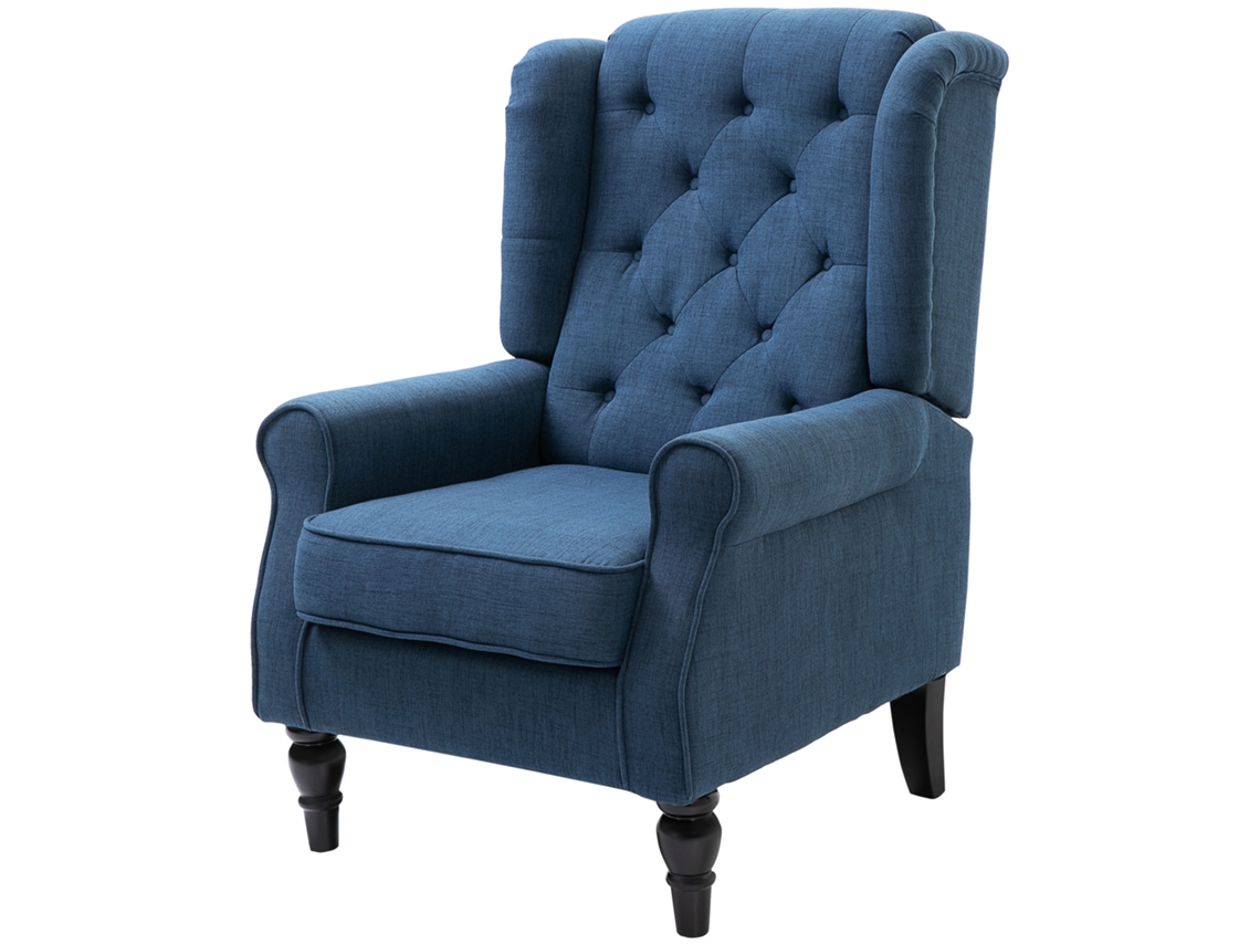 Poltrona Azul 74x86x102cm (apoios Braço e Pernas Madeira, Carga 160kg)