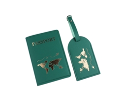 Porta-passaporte Elegante Em Couro Pu Com Impressão De Letras, Porta, Etiqueta De Bagagem E Porta, Endereço Para Mala