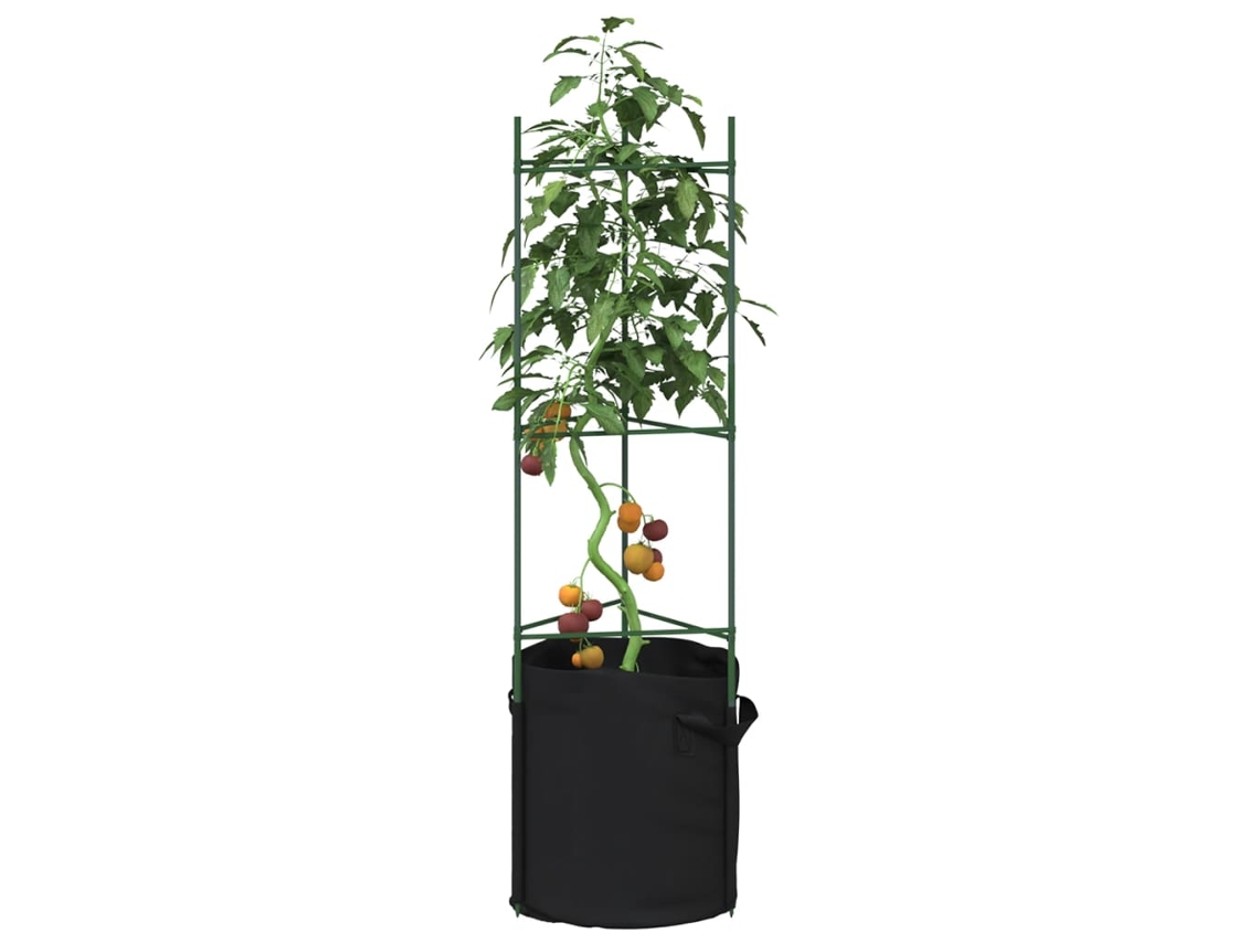 Vidaxl Suporte Para Tomateiros Com Saco 2 Pcs 116 Cm Aço E Pp