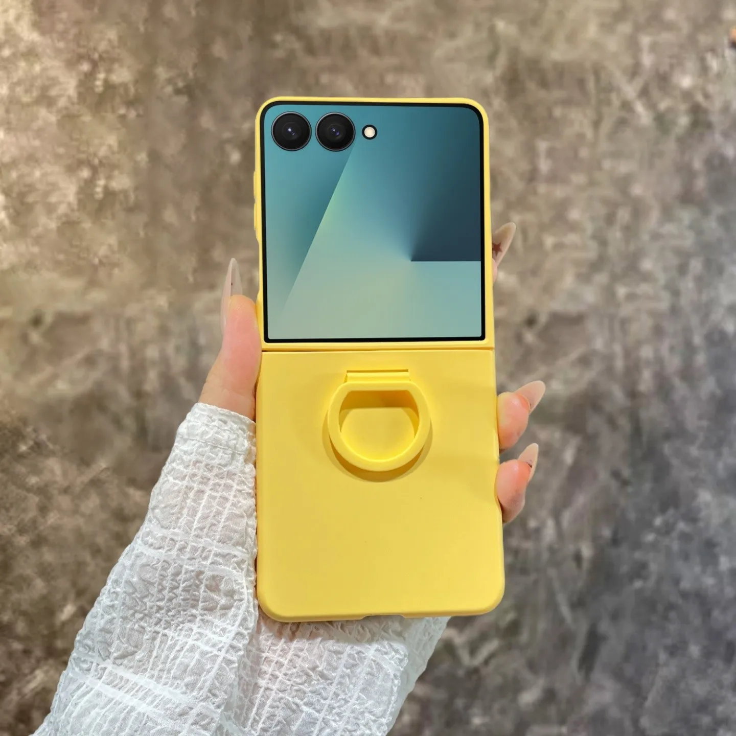 (yellow Z Flip 7) Capa Protetora Com Suporte Para Anel, Capa Rígida De Pc