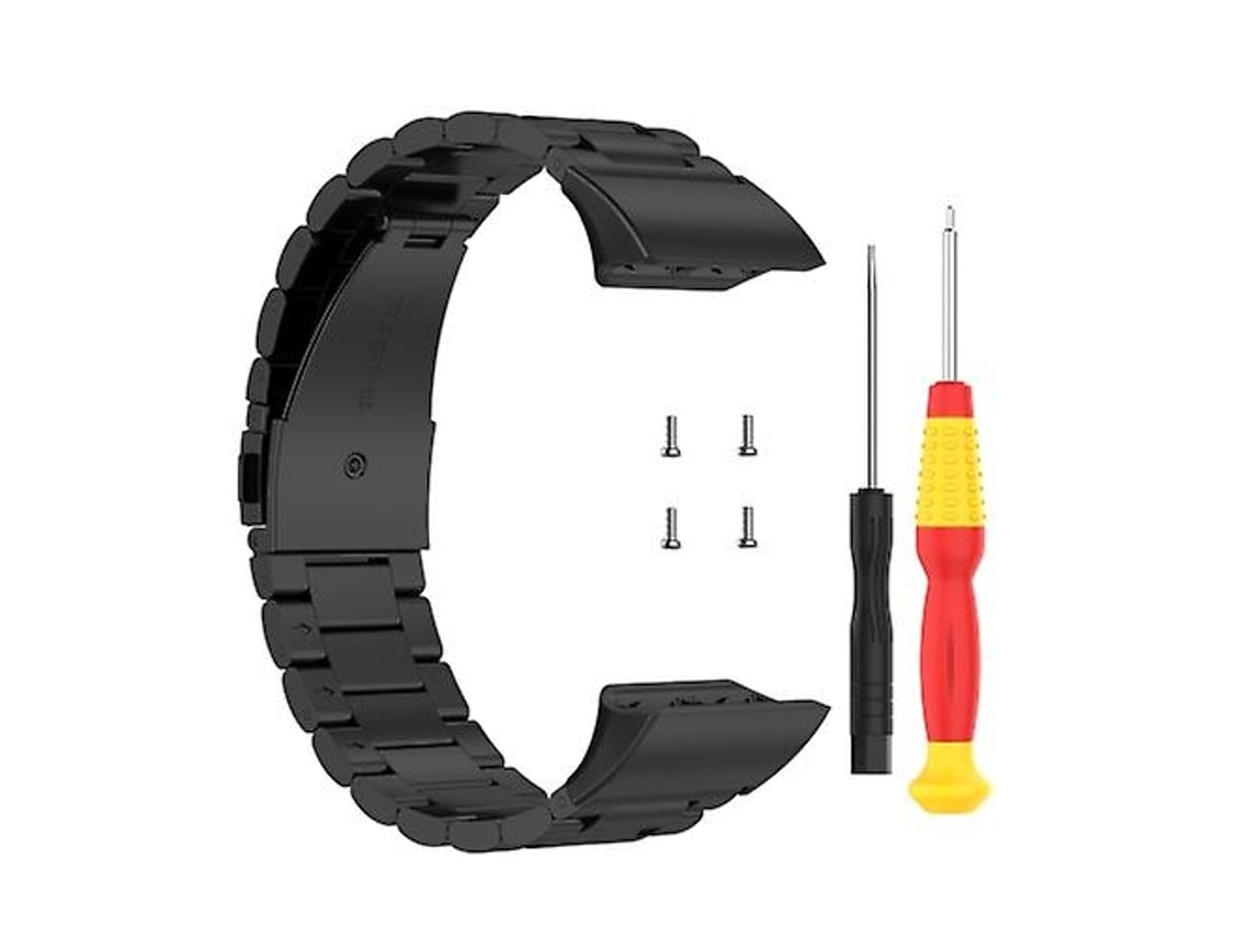 Pulseira Universal De Aço Inoxidável Com Três Esferas, Compatível Garmin Forerunner 35/ 30, Preta.
