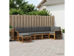 Vidaxl Conjunto De Sofás Para Exterior 7 Unid. Natural E Antracite