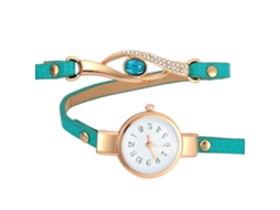 Relógio Pulseira Feminino Quartzo com Strass e Pulseira Pu Ajustável (azul Céu)