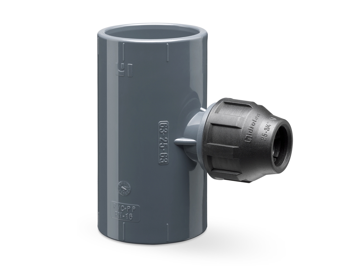 Tê 90º Reduzida PVC Pressão Encolar S/Fitting 90X63 HIDROTEN