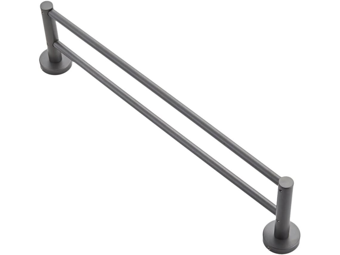 Lurrose 1pc Suporte Duplo Para Toalhas Em Cobre Cinza, Durável, Resistente A Arranhões E Altas Temperaturas