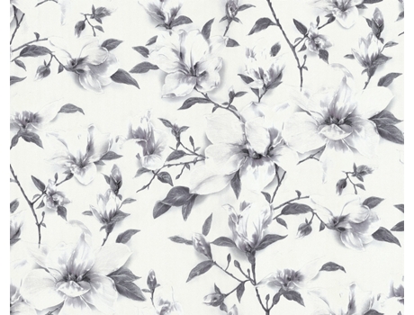 9080-20 Papel de Parede Tecido Não Tecido com Padrão de Flor Branco EDEM
