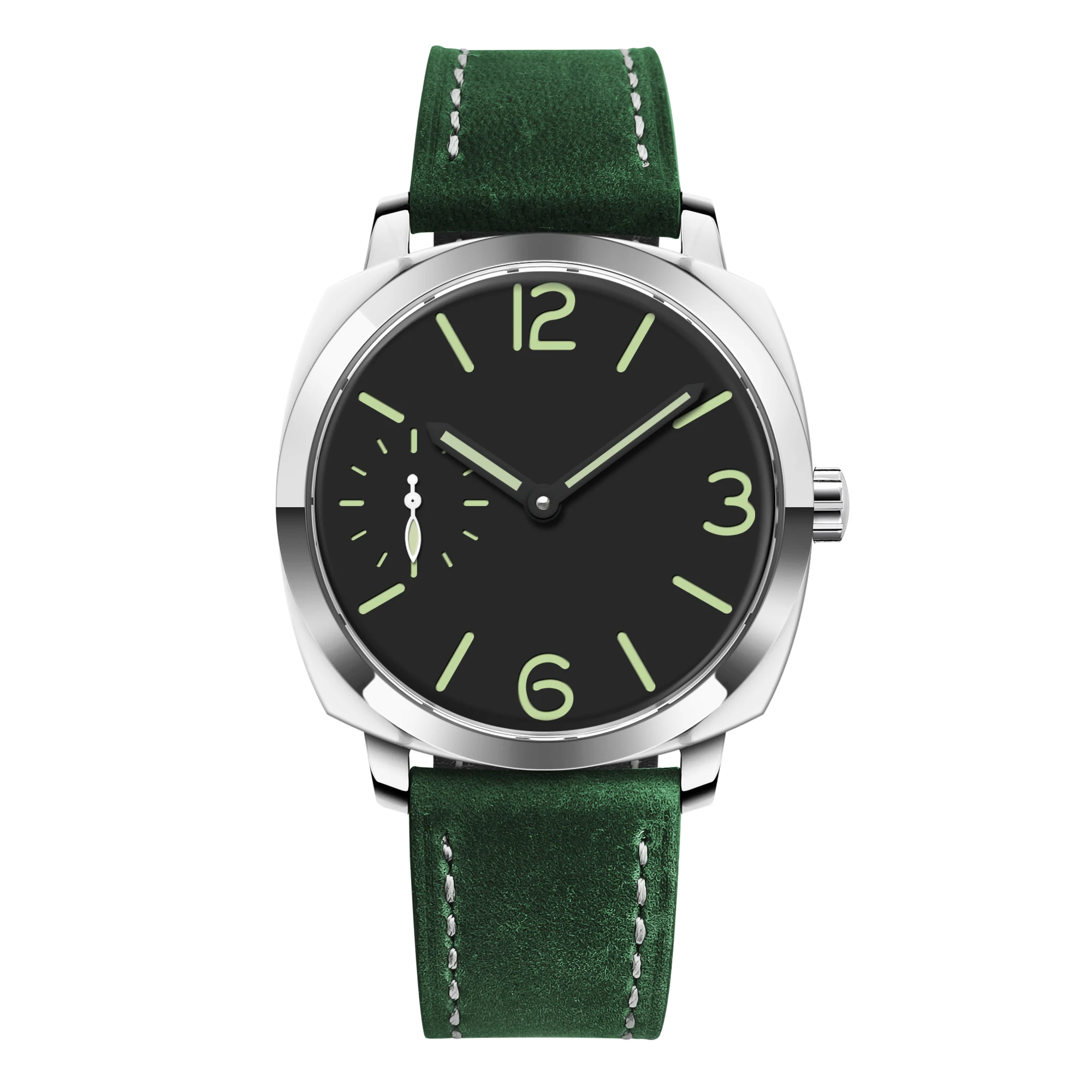 Relógio Masculino Mecânico Automático Simples Em Aço Inoxidável (preto E Verde), Modelo Esportivo À Prova D'água.