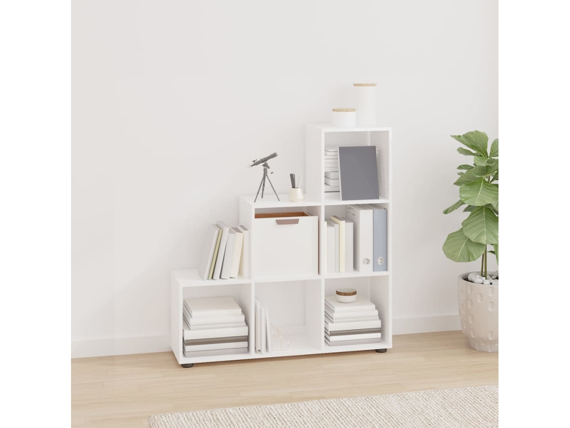 Vidaxl Estante Em Escada Derivados De Madeira 107 Cm Branco Brilhante