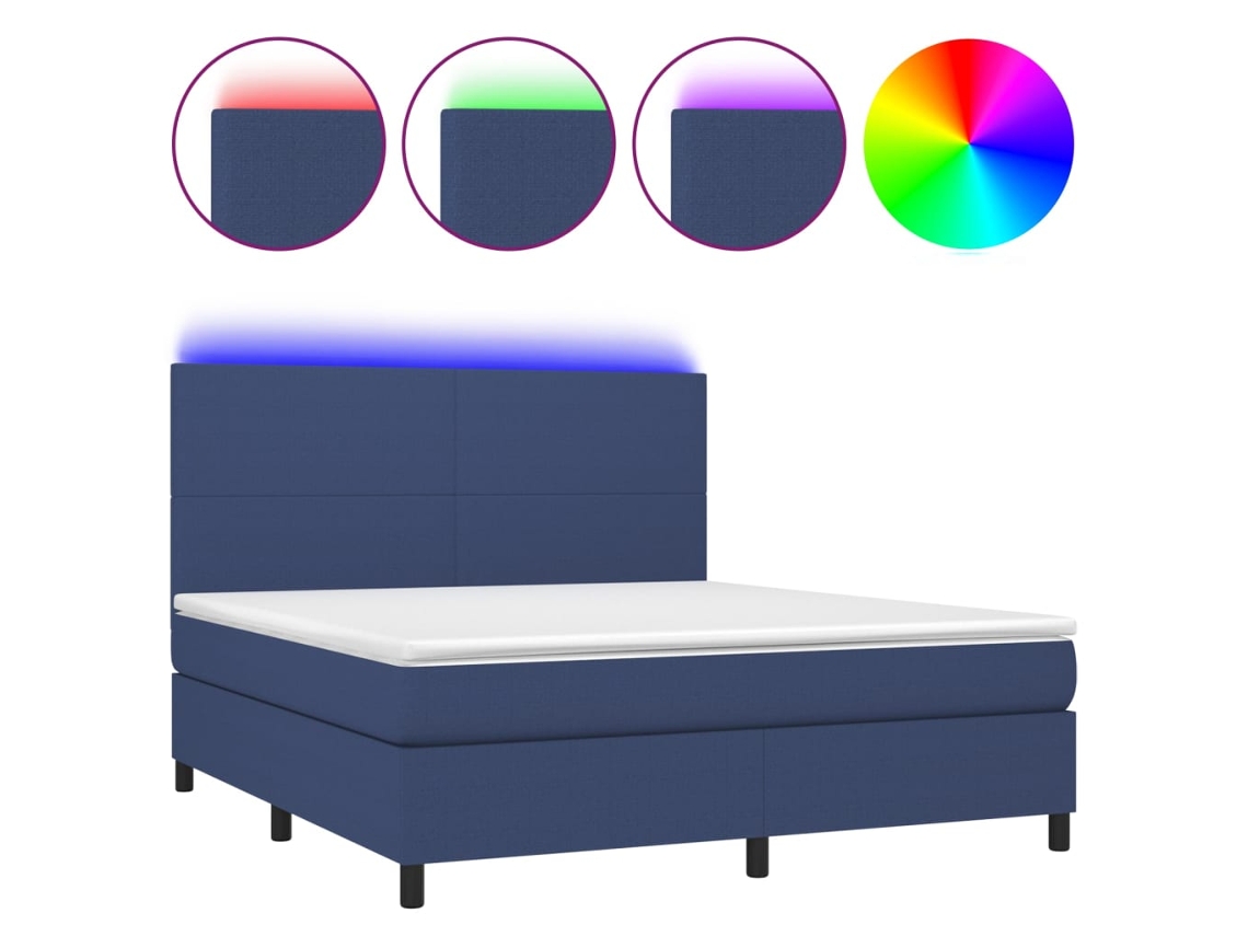 Box Spring Bed, Box Spring Beds Vidaxl Azul Tecido (160 X 200 Cm)