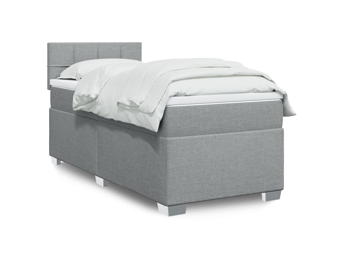 Vidaxl Cama Com Molas/colchão 90x200 Cm Tecido Cinza-claro