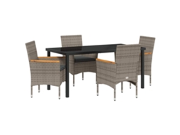 Conjunto de Jantar para Jardim 5 Pcs - Móveis de Jardim para Refeição Cinzeto Vime Pe HARLANV1