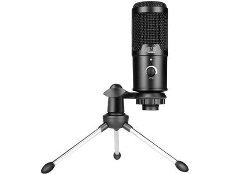 Microfone Condensador Cardioide ADESSO Usb com Suporte para Gravação Streaming e Reuniões Preto