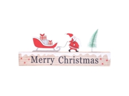 Decoração de Natal em madeira Feliz Natal - Vermelho - Tradicional - L. 30 x l. 2,5 x A. 12 cm - 0,28 kg