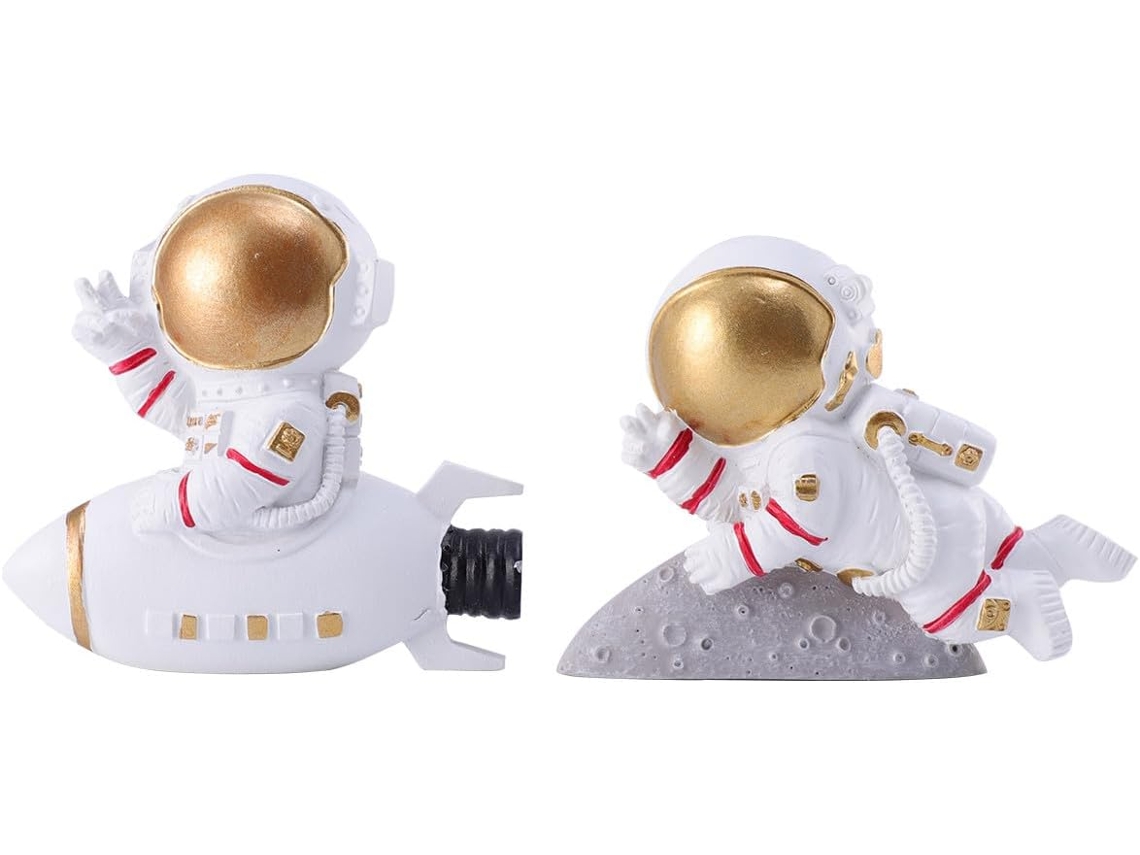 Adesivos de Parede em Resina 3d com 2 Astronautas Brancos GOKOCO