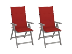 Vidaxl Cadeiras Jardim Reclináveis C/ Almofadões 2 Pcs Acácia Maciça