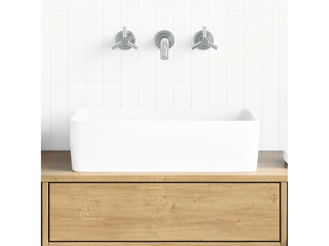 Vidaxl Lavatório Retangular 48x37x13 Cm Cerâmica Branco