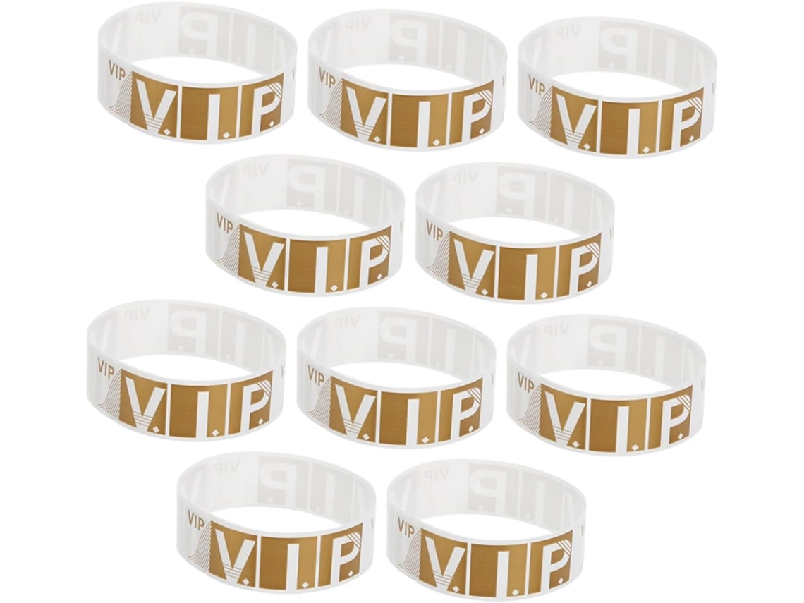 300 Pulseiras de Papel Dourado para Eventos VIP, Impressão Nítida e Design Confortável para Festas e Shows